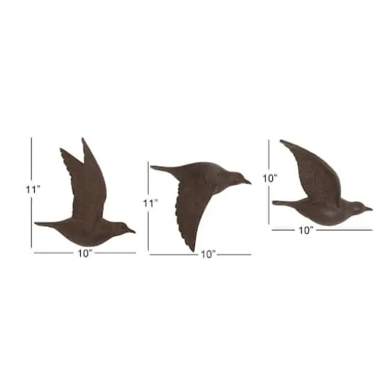 Brown Metal Farmhouse Birds Wall Decor Set {9}