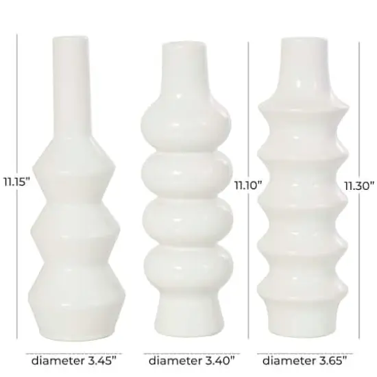 11" White Ceramic Abstract Vase Set {5}