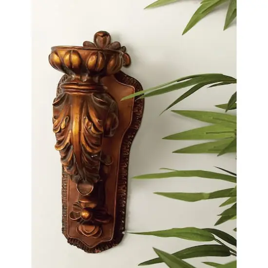 Bronze Polystone Traditional Candle Wall Sconce, 13" x 5" x 7" {8}