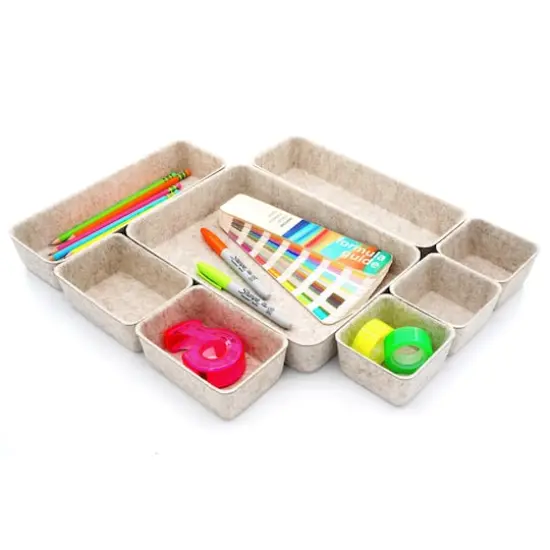 Welaxy Felt 8 Piece Drawer Organizer Tray Set Oatmeal {1}