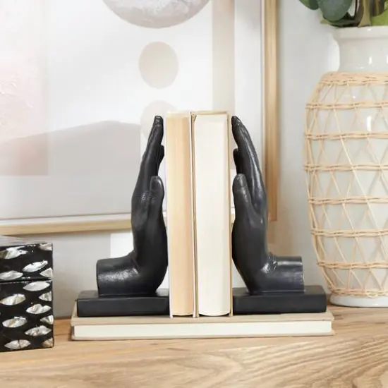 9.5" Black Polystone Hand Bookends, 2ct. {3}