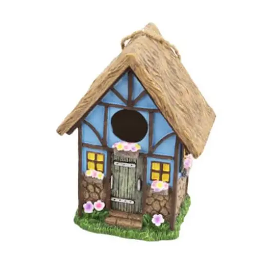 Santa's Workshop 8" Blue Cottage Bird House {1}