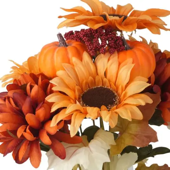 17" Sunflower & Mum Mixed Bush by Ashland&reg; Yellow and Orange {3}