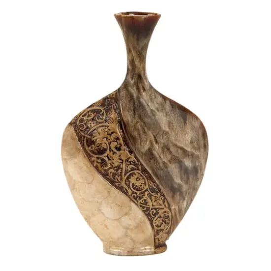 Brown Ceramic Traditional Vase, 18" x 11" x 3" {1}