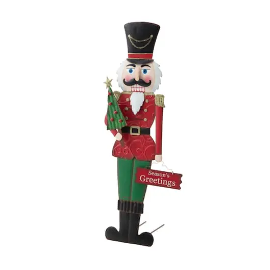 Glitzhome&reg; 3ft. Metal Nutcracker Yard Stake {5}