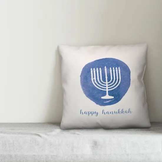 Watercolor Menorah 18x18 Spun Poly Pillow {3}
