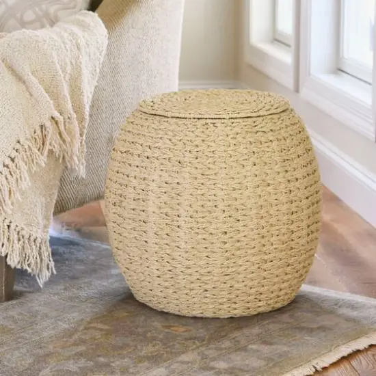 Household Essentials 19" Woven Storage End Table White {3}