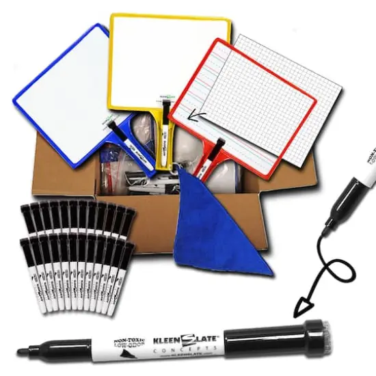 KleenSlate&reg; Handheld Whiteboards with Clear Dry Erase Sleeves & Markers, 24 Sets {1}