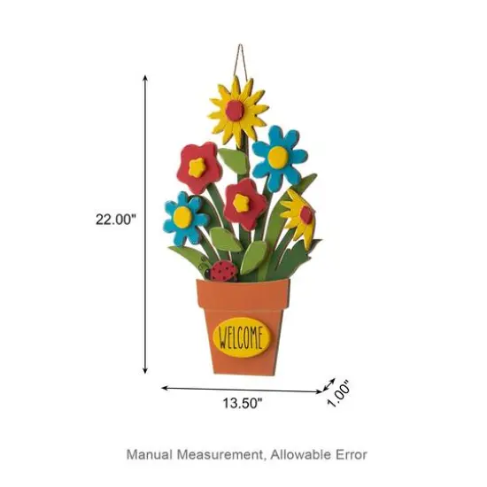 Glitzhome&reg; 22" Wooden Blooming Flowers Wall D&eacute;cor {4}