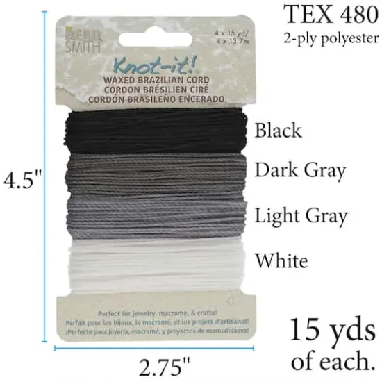Beadsmith&reg; Knot-it!&trade; Day & Night Waxed Brazilian Cord  {7}
