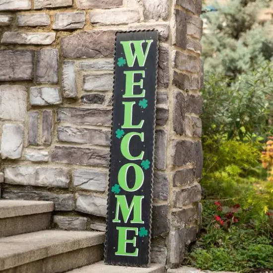 Glitzhome&reg; 42'' Lighted St. Patrick's Day Wooden "WELCOME" Porch Sign {4}