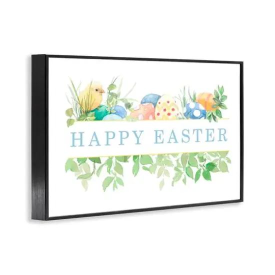Stupell Industries Floral Happy Easter Framed Giclee Art Black {4}