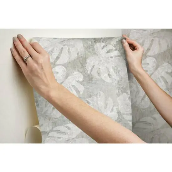 RoomMates Jungle Leaf Canopy Peel & Stick Wallpaper White/Taupe {11}