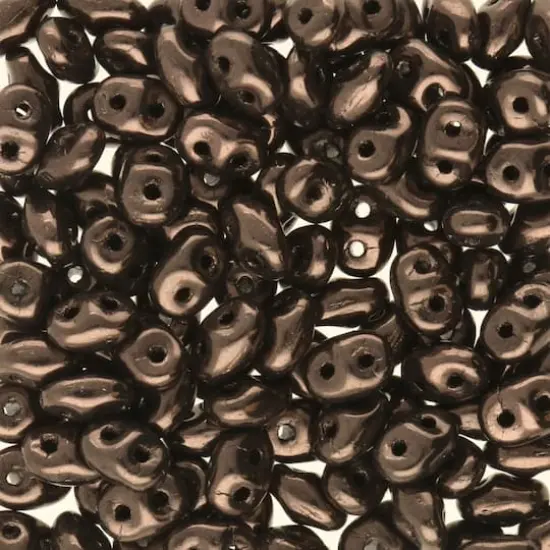 Superduo Two-Hole Czech Glass Beads Jet Copper Solid {1}