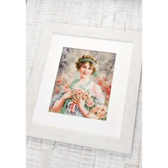 Luca-s The Girl With Roses Counted Cross Stitch Kit {3}