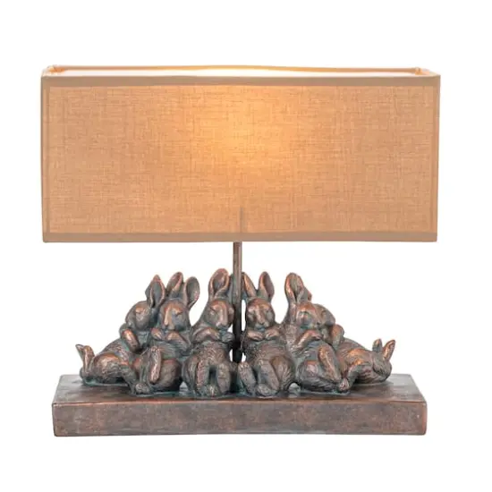 Hello Honey&reg; 13" Rabbit Table Lamp with Rectangle Linen Shade {6}