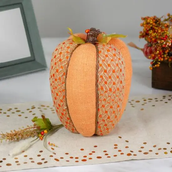 10.5" Orange Pumpkin Tabletop D&eacute;cor {3}