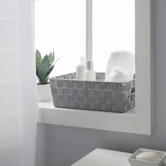 Simplify Medium Woven Strap Shelf Tote Heather Gray {6}