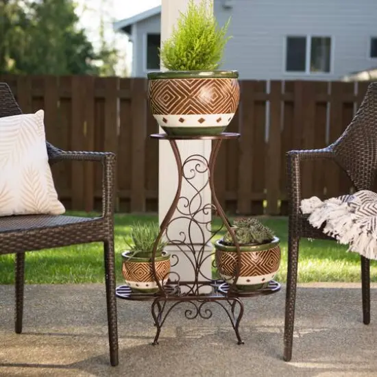 2.2ft. Hourglass Triple Plant Stand {5}