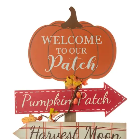 Glitzhome&reg; 42.5" Fall Wooden Pumpkin Patch Porch Sign {6}
