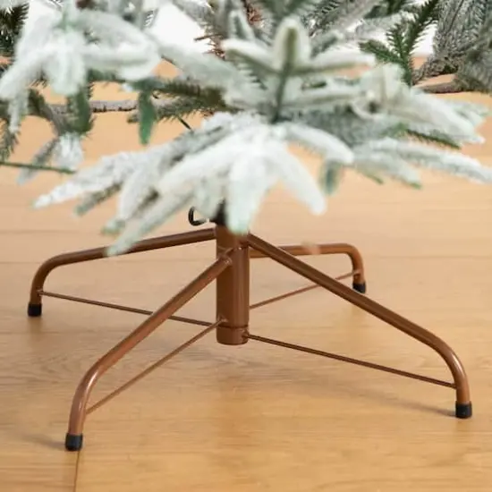 7ft. Pre-Lit Flocked Woodland Fir Artificial Christmas Tree, Warm White LED Lights {7}