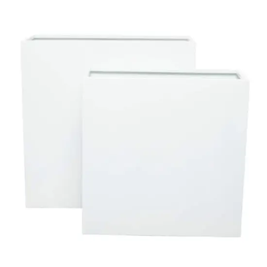 Modern Square Planter Set White {1}