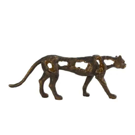 19" Bronze Leopard Distressed Textured Sculpture {8}