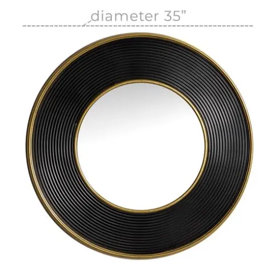 CosmoLiving by Cosmopolitan 35" Black Modern Metal Round Wall Mirror {7}