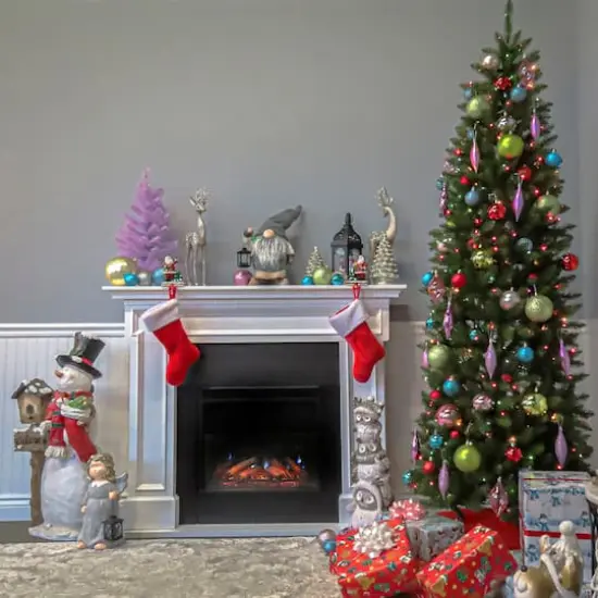 6.5 ft. Pre-lit Kingswood Fir Pencil Artificial Christmas Tree, Multicolor Lights {5}