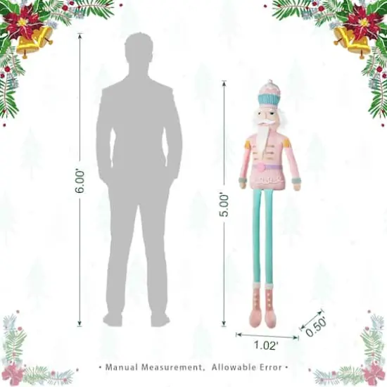 Glitzhome&reg; 60"H Christmas Oversized Fabric Nutcracker With Dangle Legs {9}