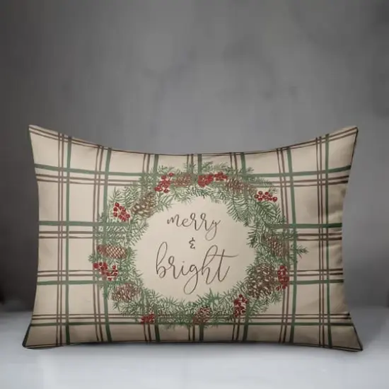 Merry & Bright Plaid Rectangle Throw Pillow {4}
