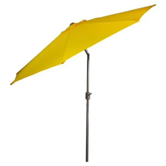 9ft. Outdoor Patio Market Umbrella with Hand Crank & Tilt Yellow/Brown {6}