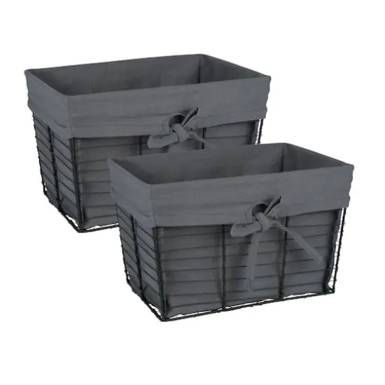 DII&reg; Medium Gray Lined Vintage Wire Basket, 2ct. {1}