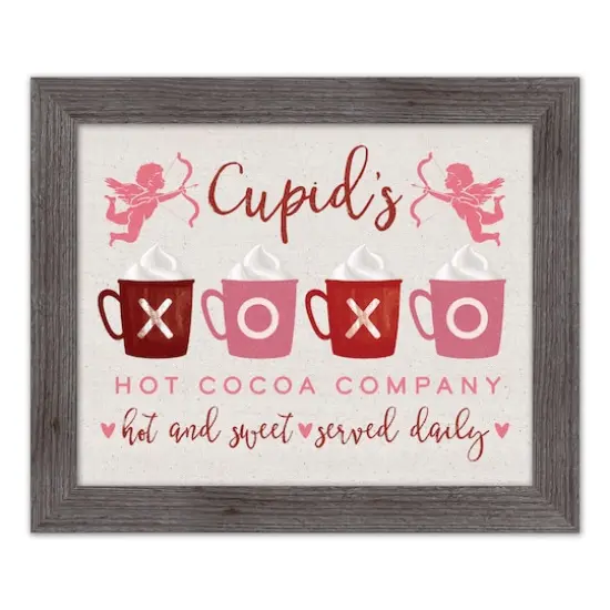 Cupids Hot Cocoa Western Gray Framed Print {1}