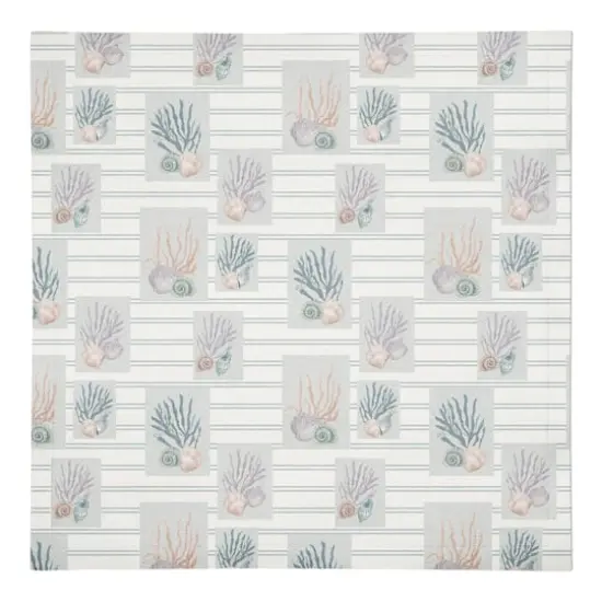 Shell Panels on Stripes Cotton Twill Napkin Blue {1}