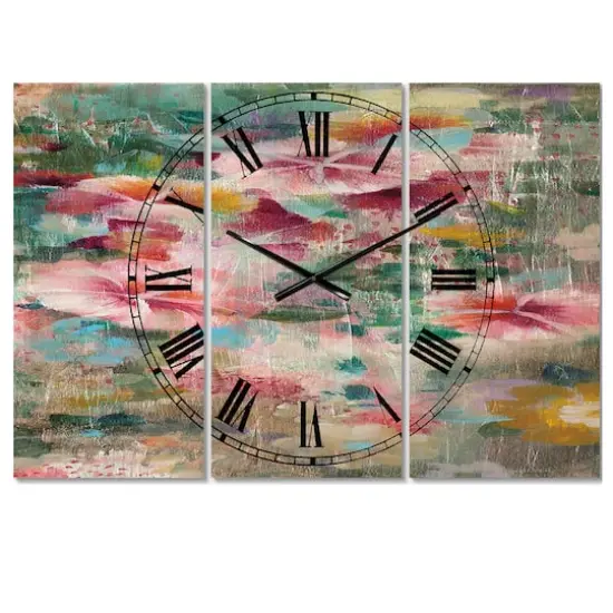 Designart 'Flower Shower Iii Lodge Multipanel Wall Clock {1}