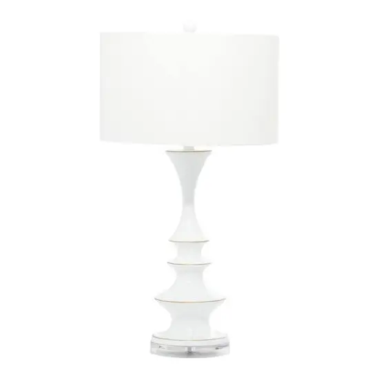 30" White Polystone & Iron Traditional Table Lamp {1}