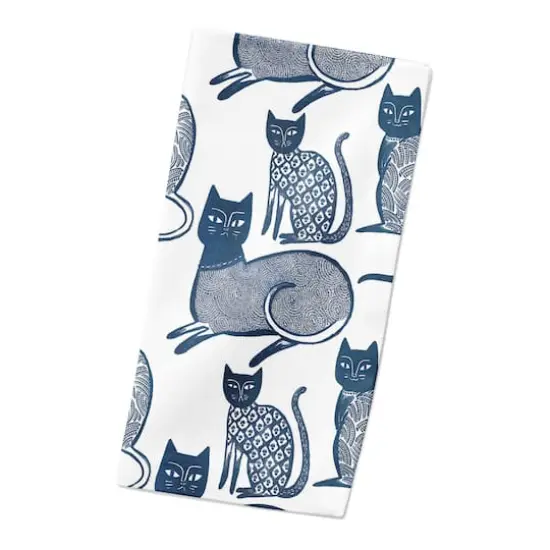 Blue Cat Pattern 10" x 10" Cotton Twill Napkin {3}