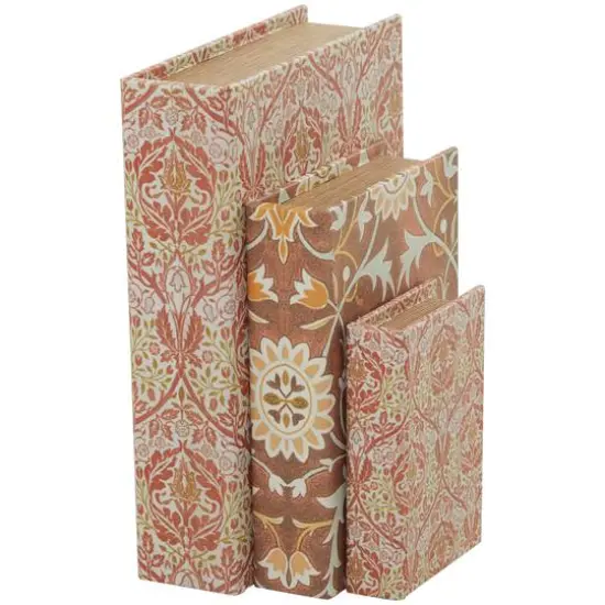 Orange Floral Faux Leather Faux Book Box Set {10}