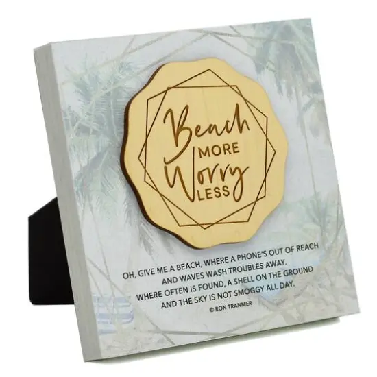 Beach More Worry Less Meadow Wood Plaque {1}