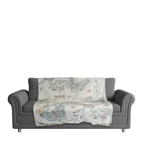 Butterflies Coral Fleece Blanket White {4}