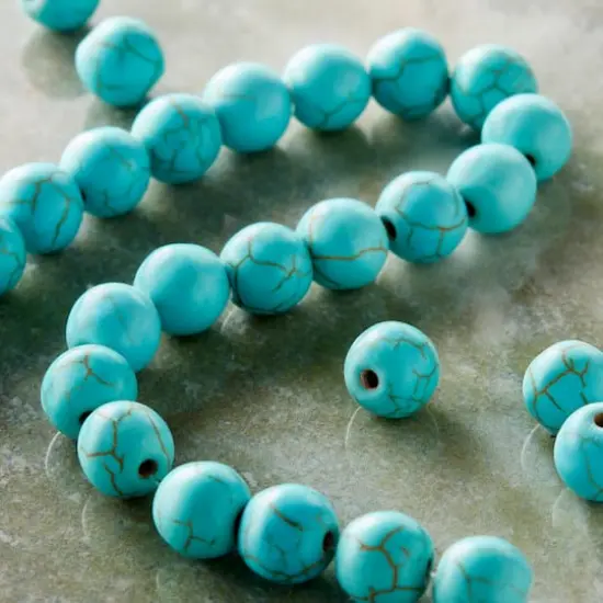 Turquoise Dyed Howlite Round Beads, 8mm by Bead Landing&trade; {3}