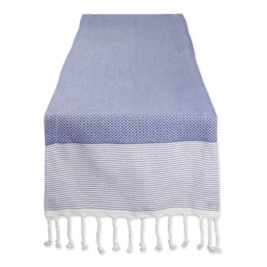 DII&reg; 108" French Blue Bordered Dobby Table Runner {1}