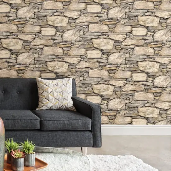 NuWallpaper Hadrian Stone Wall Peel & Stick Wallpaper {3}