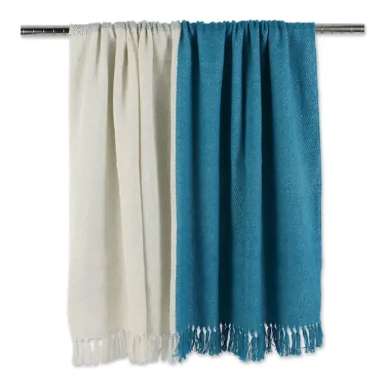 DII&reg; Teal Four Square Woven Throw {6}