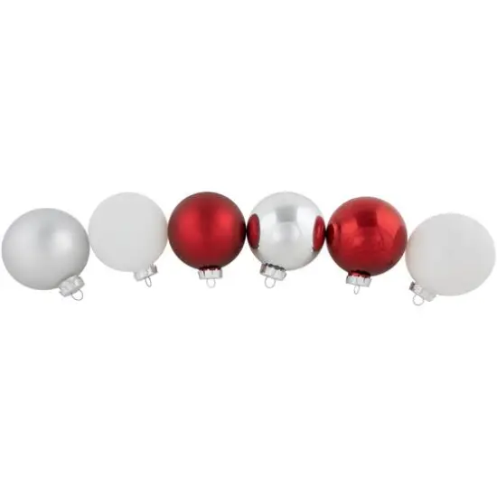 72ct. 2-Finish Red, Silver & White Glass Ball Ornaments {5}