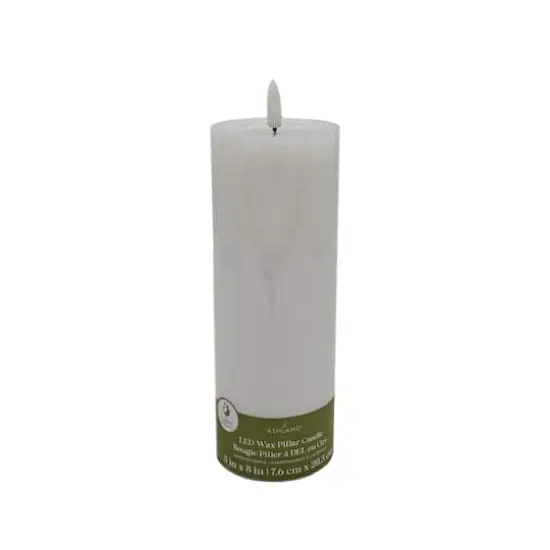 3" x 8" LED Wax Pillar Flickering Candle by Ashland&reg; White {4}