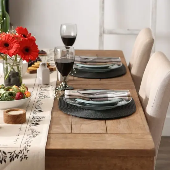 DII&reg; Oval Plastic Woven Placemats, 6ct. Black {4}