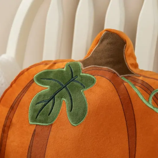 Glitzhome&reg; 15.5"L Fall and Halloween Fabric Double Sided Pumpkin Pillow {8}