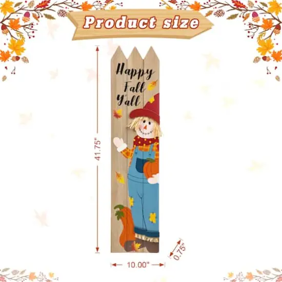 Glitzhome&reg; 3.5ft. Fall Wood Scarecrow Porch D&eacute;cor {9}